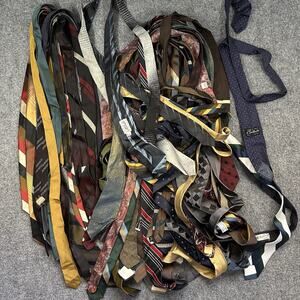 Men's Ties Lot (42) Mixed Patterns & Colors - Silk + Etc Repair Crafting Vintage